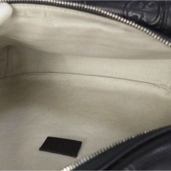 GUCCI GG Emboss Belt Bag Black Leather Bum Bag - Picture 6 of 10